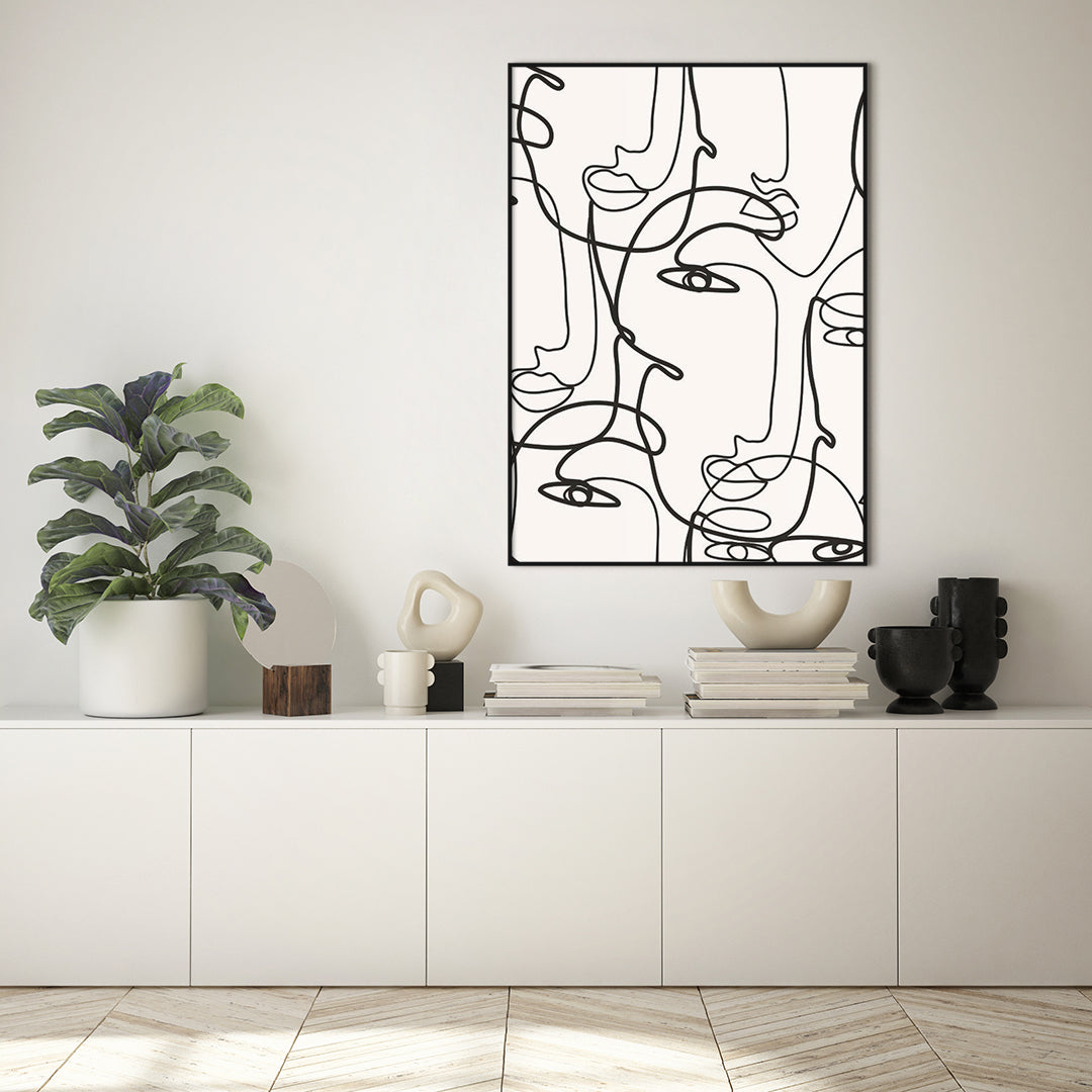 Abstract Lines 5 | INDRAMMET BILLEDE Indrammet billede MF 30x40 Sort