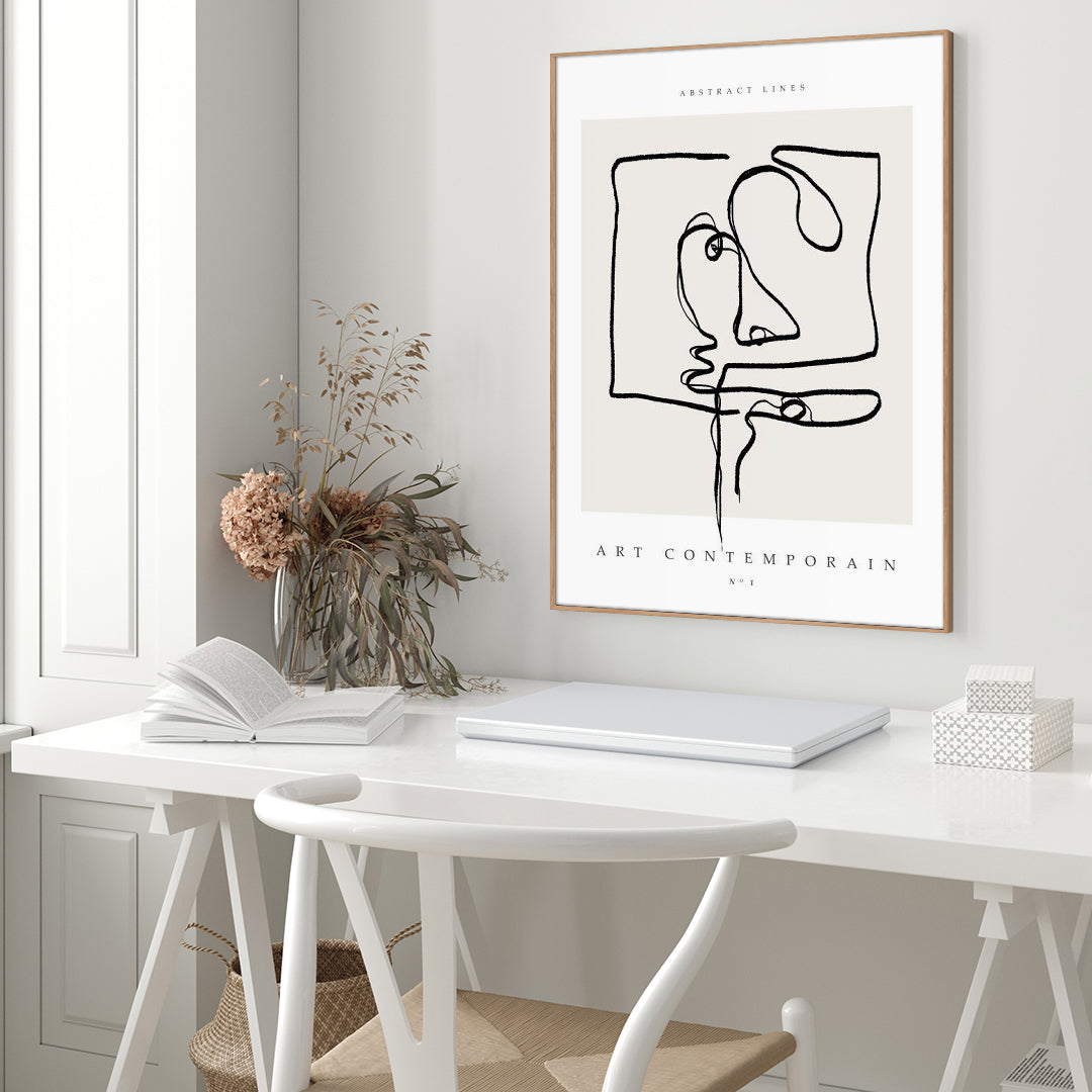 Art Contemporain 1 | INDRAMMET BILLEDE Indrammet billede MF 30x40 Sort