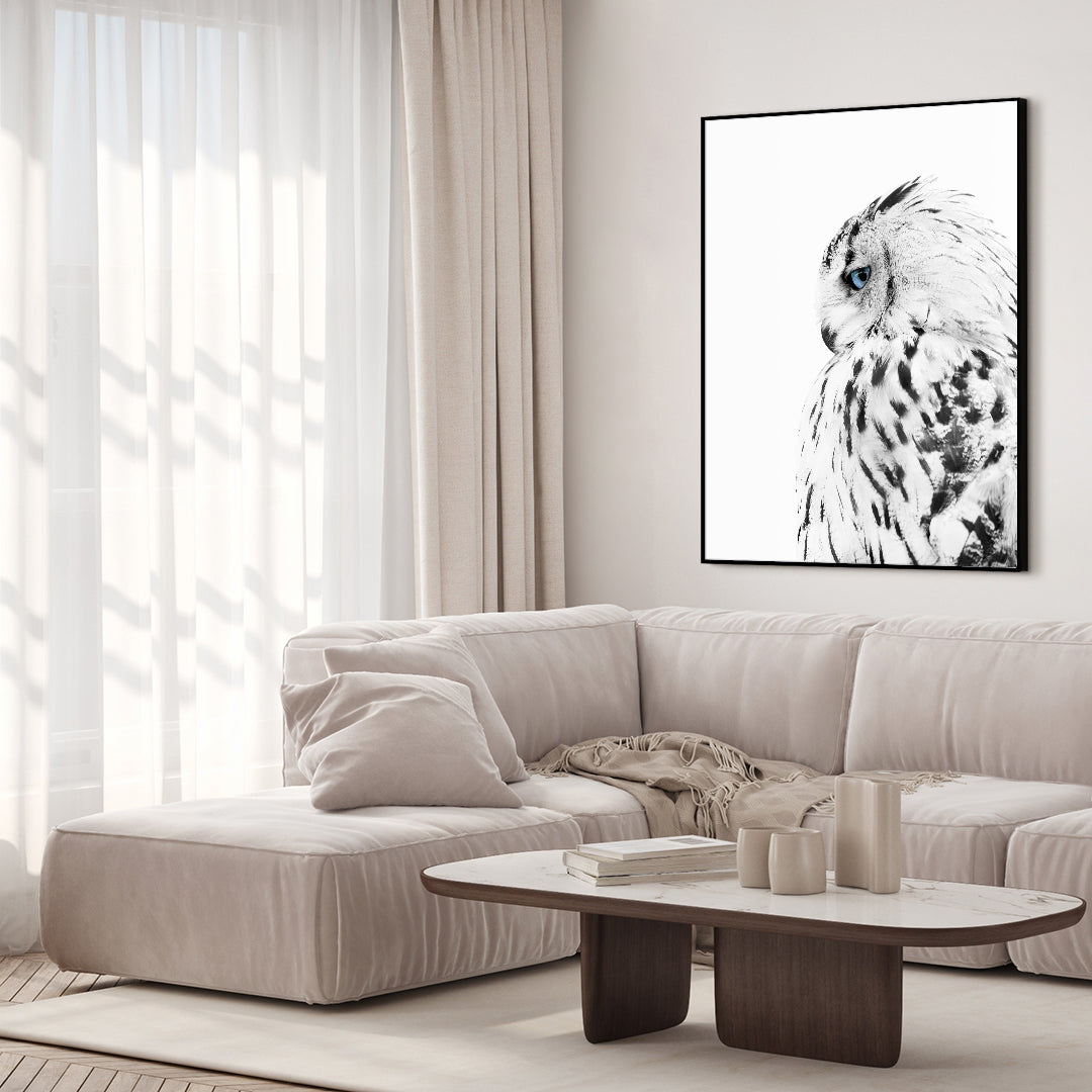 White owl | INDRAMMET BILLEDE Indrammet billede MF 30x40 Sort