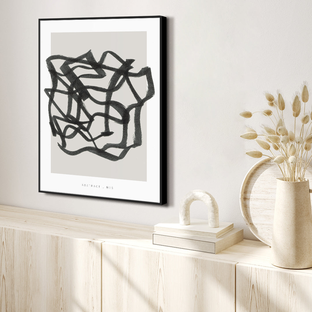 Lines 1 | INDRAMMET BILLEDE Indrammet billede MF 30x40 Sort