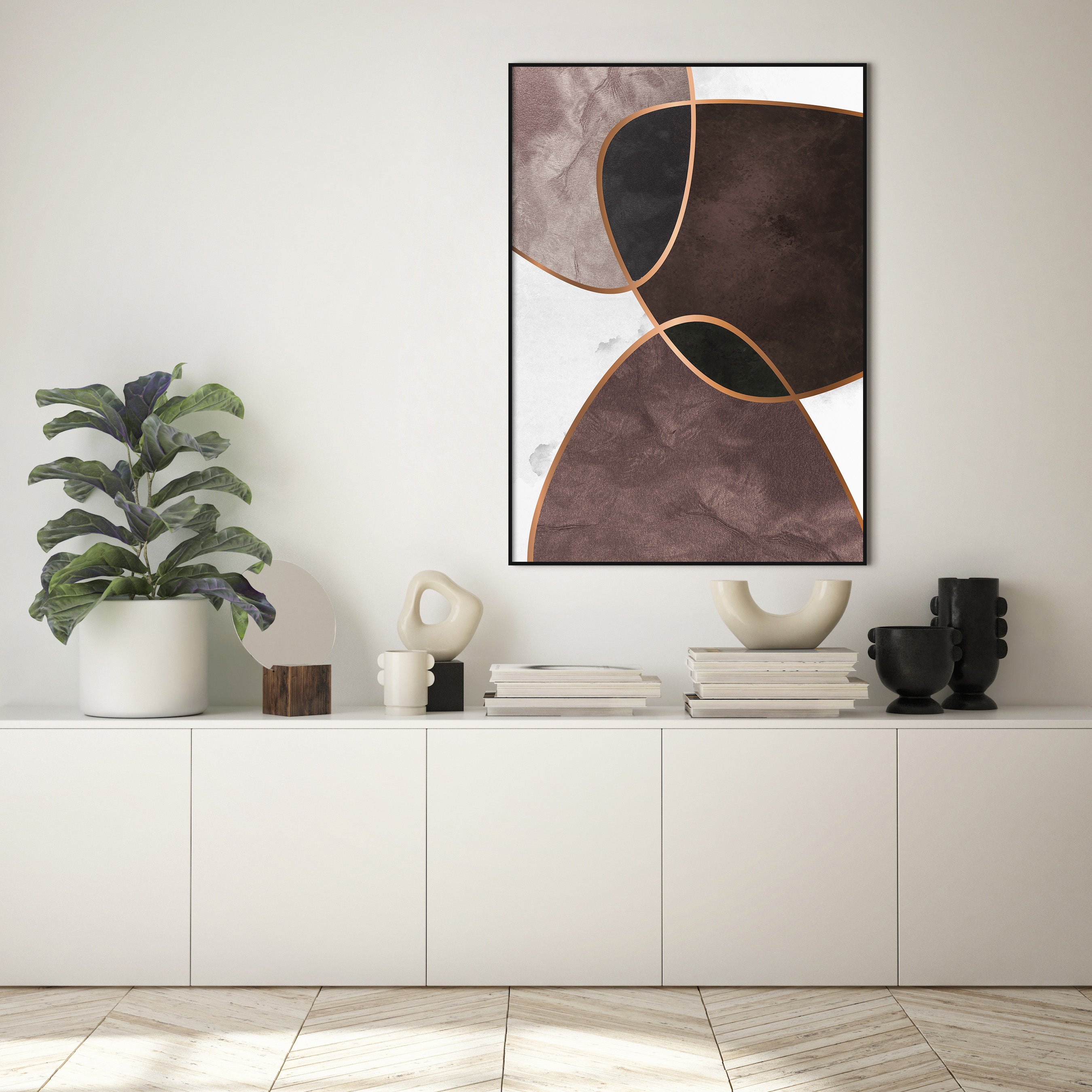 Velvet Shapes 4 | INDRAMMET BILLEDE Indrammet billede MF 30x40 Egeramme