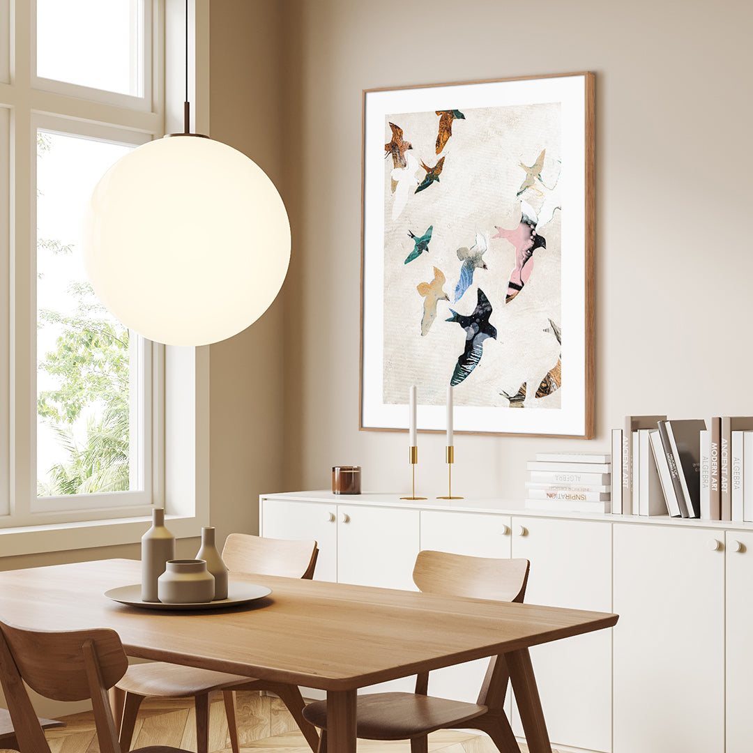Abstract Birds 2 | INDRAMMET BILLEDE Indrammet billede MF 30x40 Egeramme