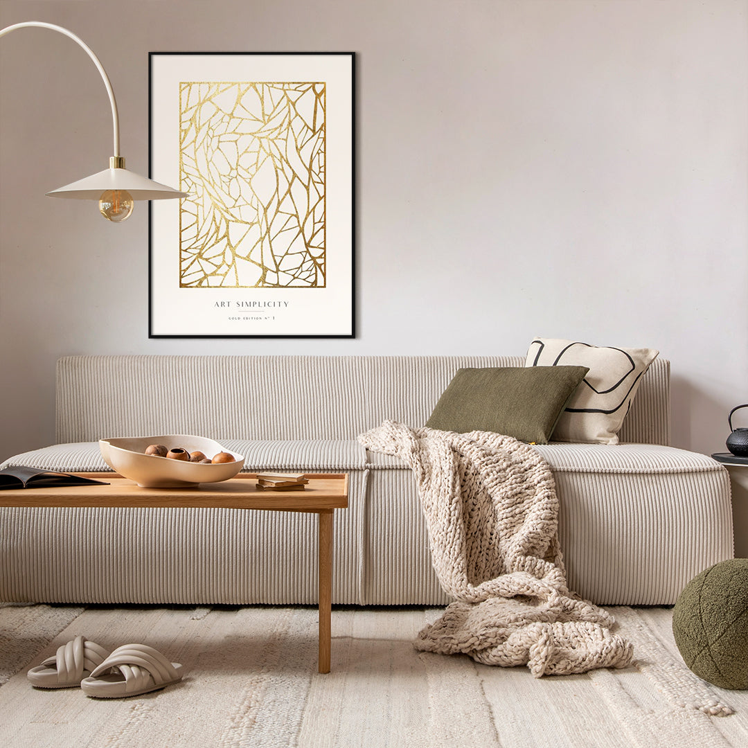 Art Simplicity Gold No 1 | INDRAMMET BILLEDE Indrammet billede MF 30x40 Egeramme