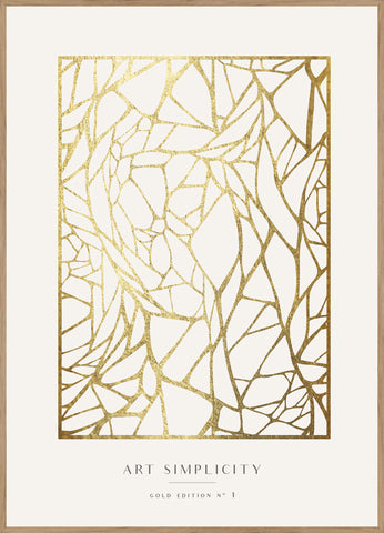 Art Simplicity Gold No 1 | INDRAMMET BILLEDE Indrammet billede MF 30x40 Egeramme