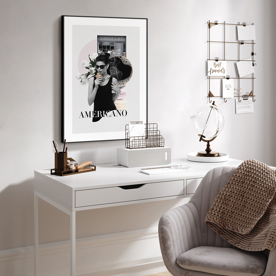 Vintage cafe | INDRAMMET BILLEDE Indrammet billede MF 30x40 Sort