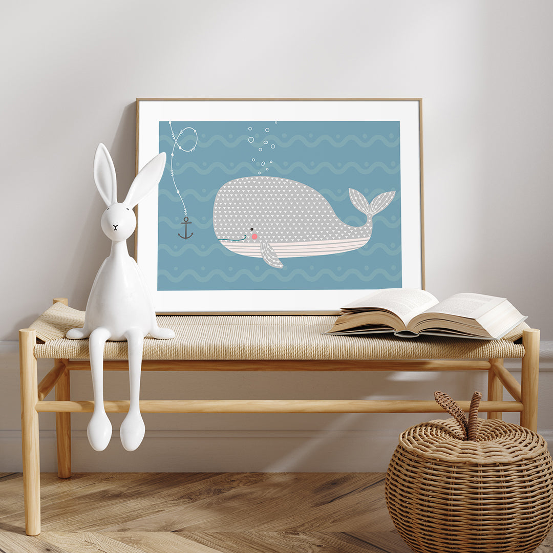 Whale | INDRAMMET BILLEDE Indrammet billede MF 30x40 Egeramme