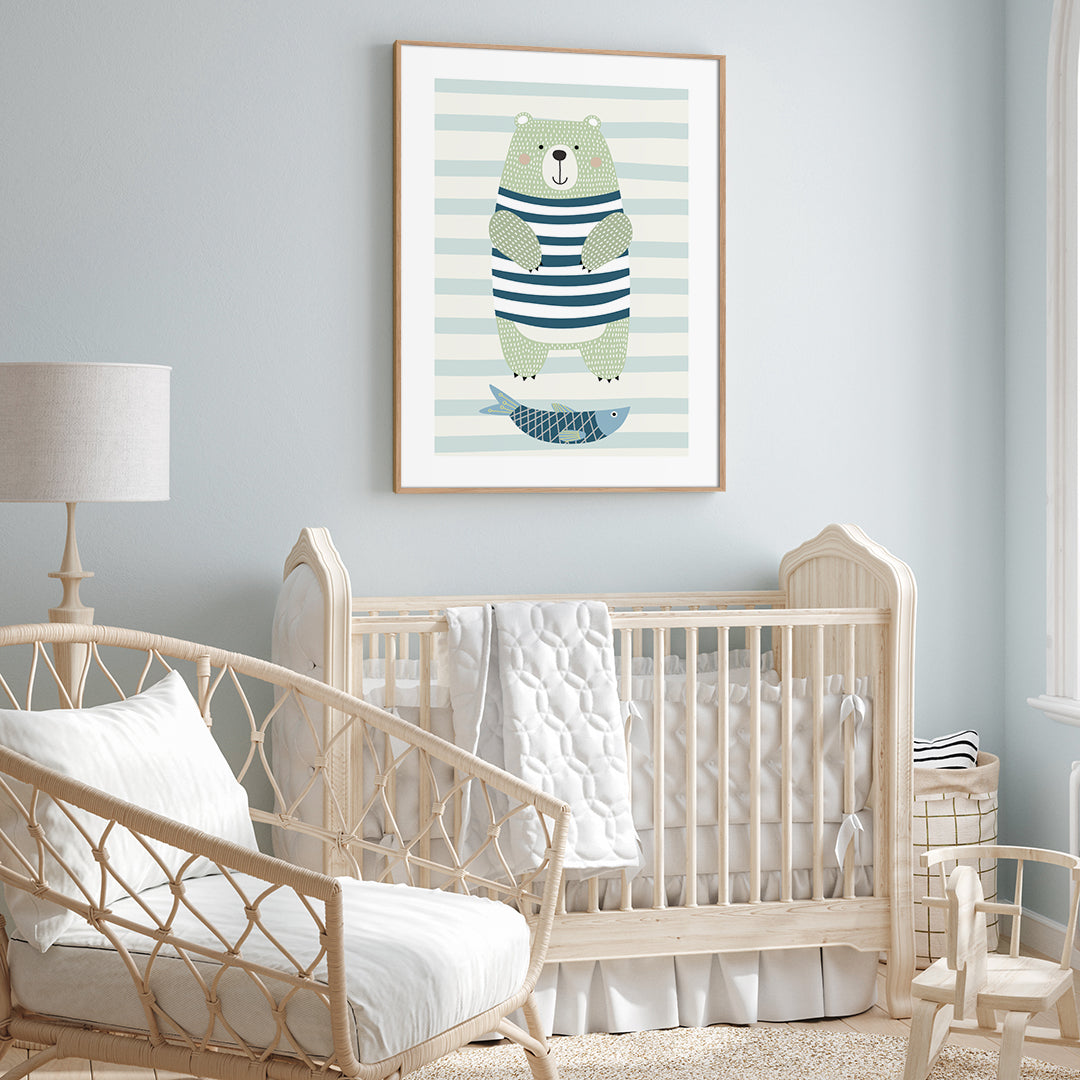 Nordic Bear | INDRAMMET BILLEDE Indrammet billede MF 30x40 Egeramme