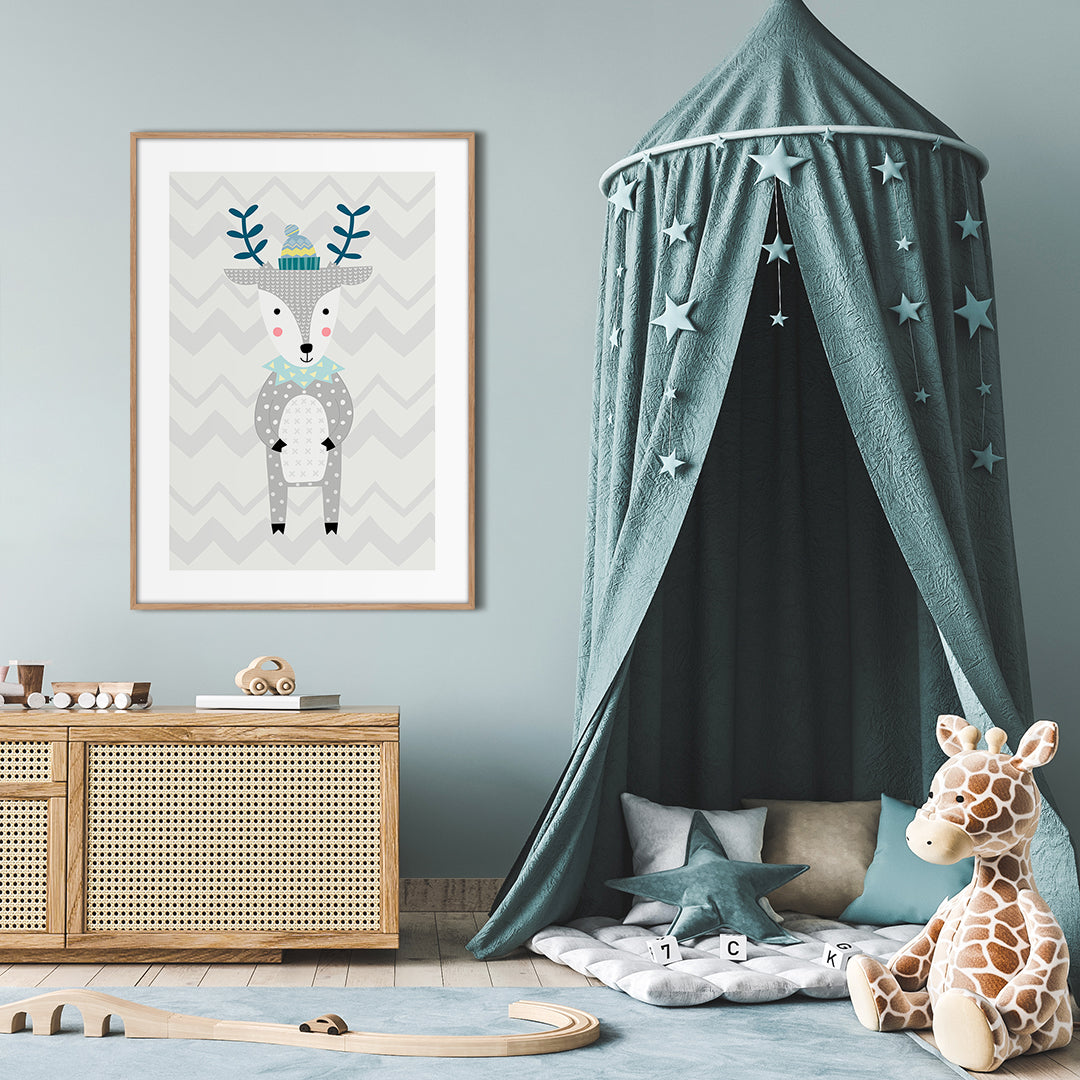 Nordic Deer | INDRAMMET BILLEDE Indrammet billede MF 30x40 Egeramme