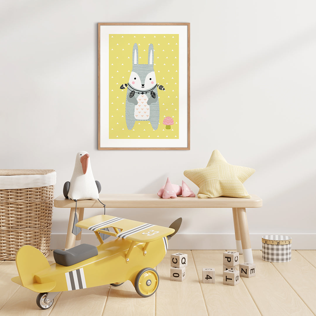 Nordic Rabbit | INDRAMMET BILLEDE Indrammet billede MF 30x40 Egeramme