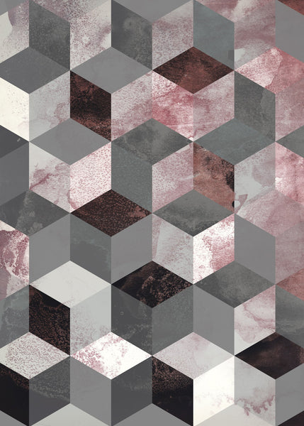 Cubes rose | INDRAMMET BILLEDE Indrammet billede MF