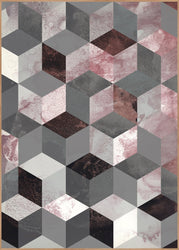 Cubes rose | INDRAMMET BILLEDE Indrammet billede MF 30x40 Egeramme