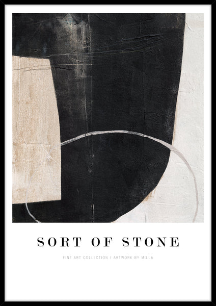 Sort of stone | KUNSTTRYK Kunsttryk ART COPENHAGEN 70x100 Sort ramme