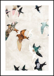 Abstract Birds 1 | INDRAMMET BILLEDE Indrammet billede MF 30x40 Sort