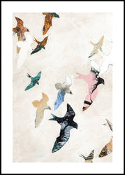 Abstract Birds 2 | INDRAMMET BILLEDE Indrammet billede MF 30x40 Sort