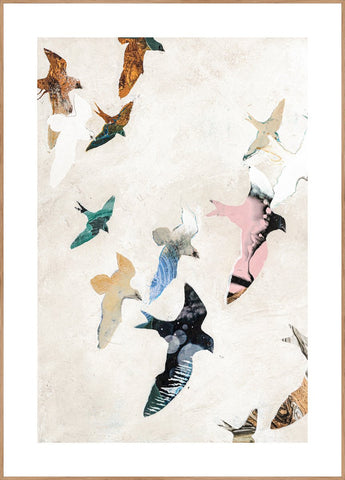 Abstract Birds 2 | INDRAMMET BILLEDE Indrammet billede MF 30x40 Egeramme