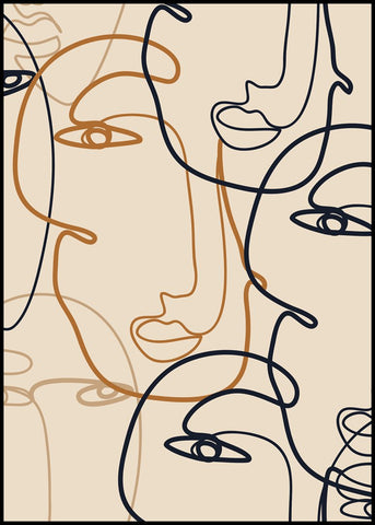 Abstract Lines 1 | INDRAMMET BILLEDE Indrammet billede MF 30x40 Sort
