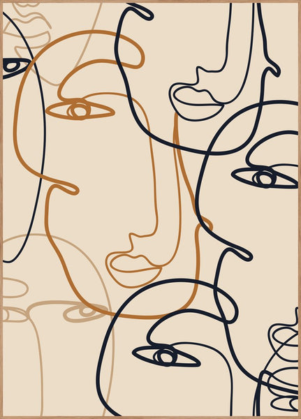 Abstract Lines 1 | INDRAMMET BILLEDE Indrammet billede MF 30x40 Egeramme