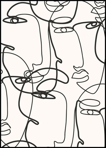 Abstract Lines 4 | INDRAMMET BILLEDE Indrammet billede MF 30x40 Sort