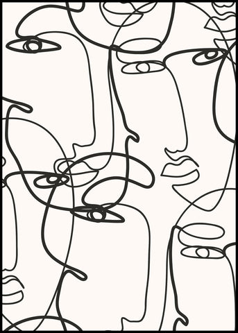 Abstract Lines 4 | INDRAMMET BILLEDE Indrammet billede MF 30x40 Sort