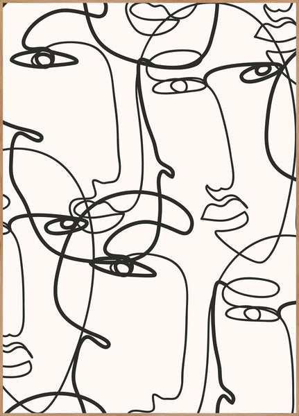 Abstract Lines 4 | INDRAMMET BILLEDE Indrammet billede MF 30x40 Egeramme
