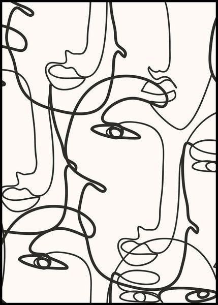 Abstract Lines 5 | INDRAMMET BILLEDE Indrammet billede MF 30x40 Sort