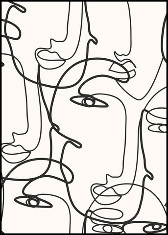 Abstract Lines 5 | INDRAMMET BILLEDE Indrammet billede MF 30x40 Sort