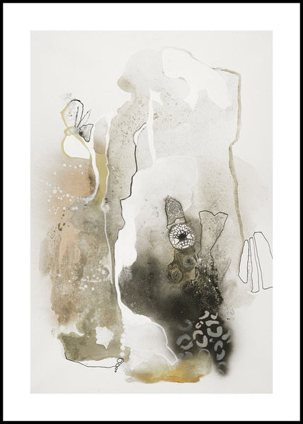 Aqua Sketch 1 | INDRAMMET BILLEDE Indrammet billede MF 30x40 Sort