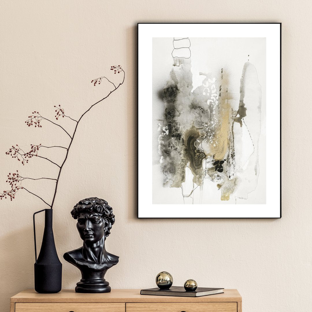Aqua Sketch 2 | INDRAMMET BILLEDE Indrammet billede MF 30x40 Egeramme