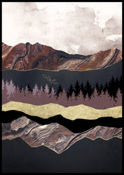 Autumn Mountains 1 | INDRAMMET BILLEDE Indrammet billede MF 30x40 Sort