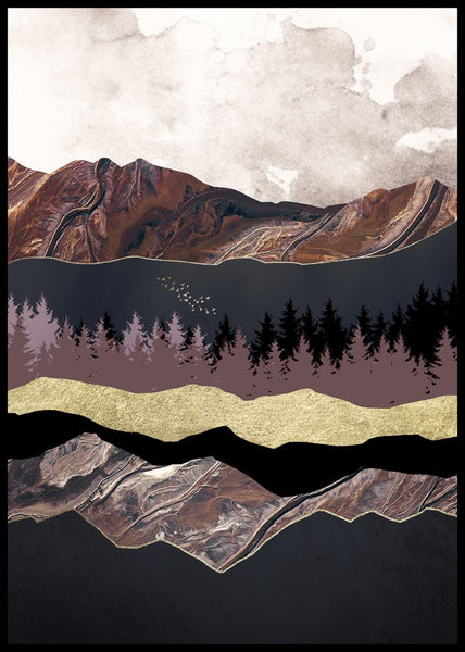 Autumn Mountains 1 | INDRAMMET BILLEDE Indrammet billede MF 30x40 Sort