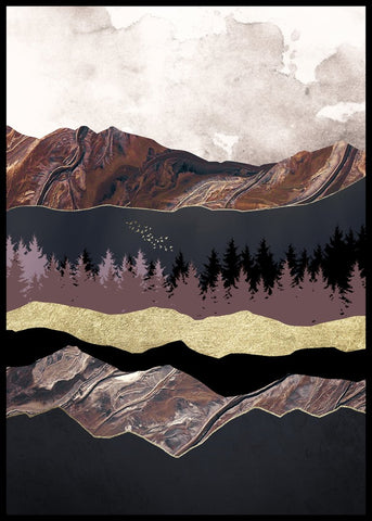 Autumn Mountains 1 | INDRAMMET BILLEDE Indrammet billede MF 30x40 Sort