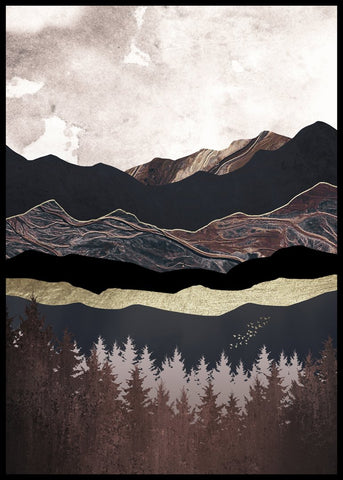 Autumn Mountains 2 | INDRAMMET BILLEDE Indrammet billede MF 30x40 Sort