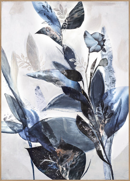 Blue Leaves | INDRAMMET BILLEDE Indrammet billede MF 30x40 Egeramme