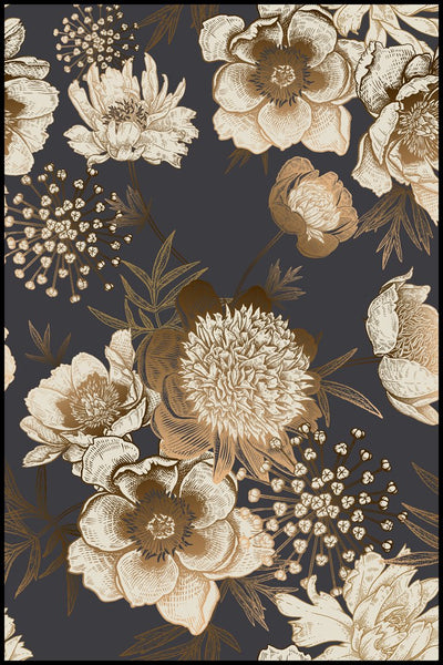 Botanical Shapes 2 | INDRAMMET BILLEDE Indrammet billede MF 30x40 Sort