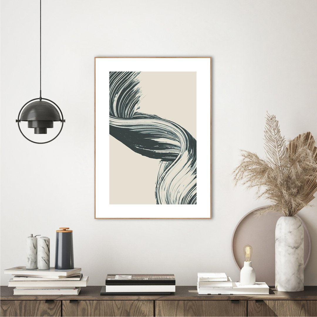 Brushed 8 | INDRAMMET BILLEDE Indrammet billede MF 30x40 Sort