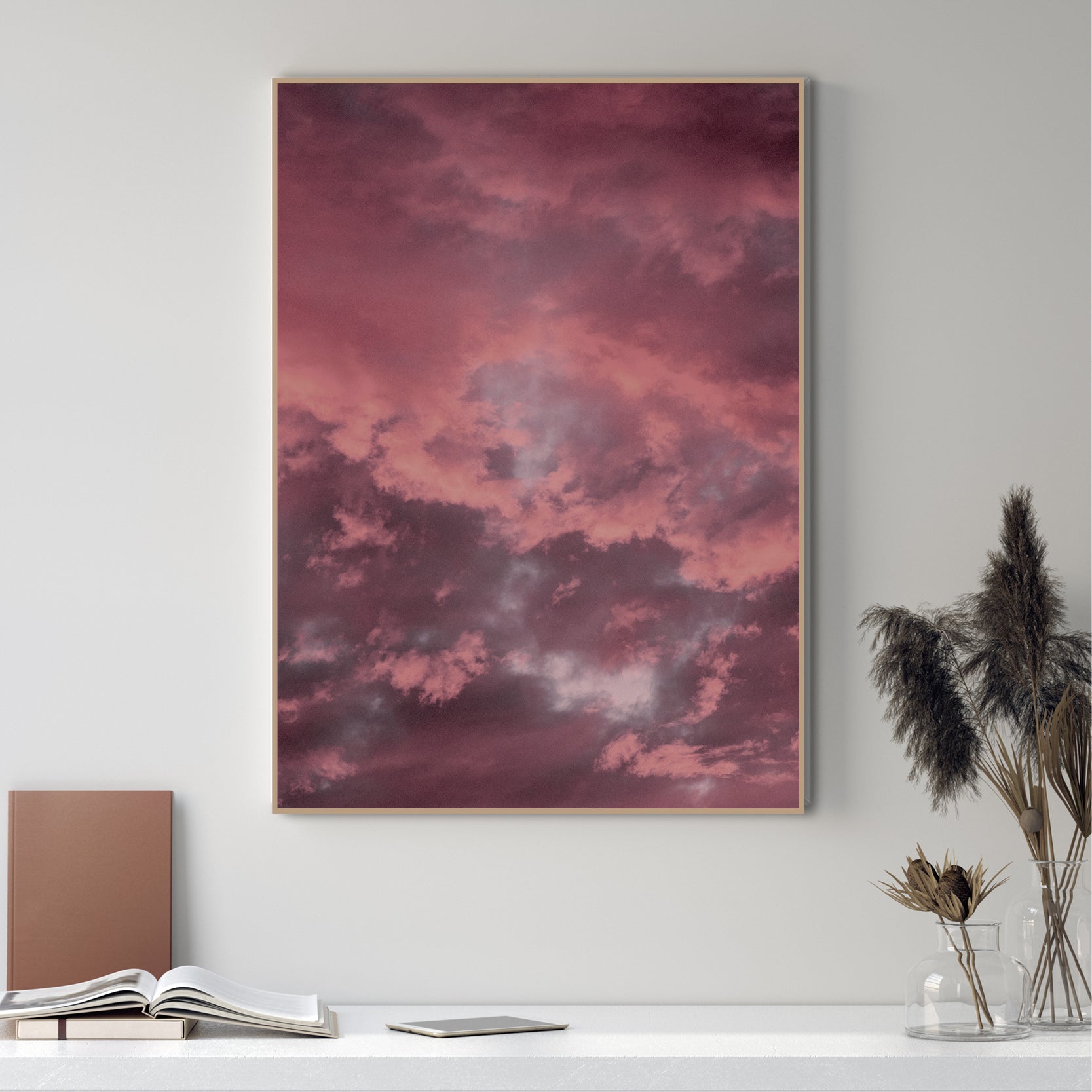 Pink sky | INDRAMMET BILLEDE Indrammet billede MF 30x40 Egeramme