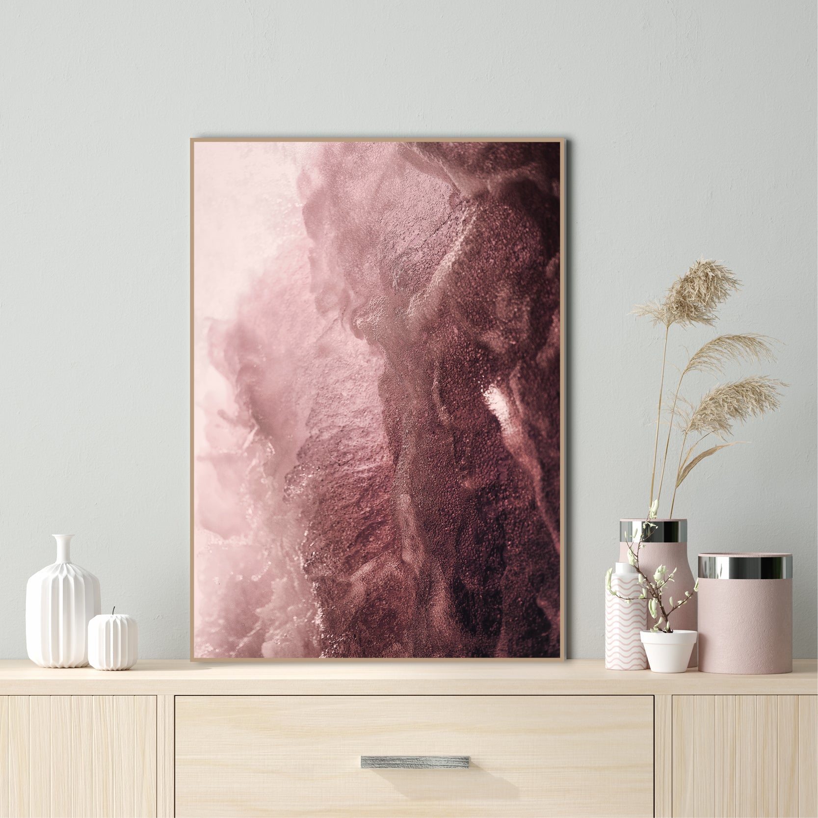 Pink motion | INDRAMMET BILLEDE Indrammet billede MF 30x40 Egeramme