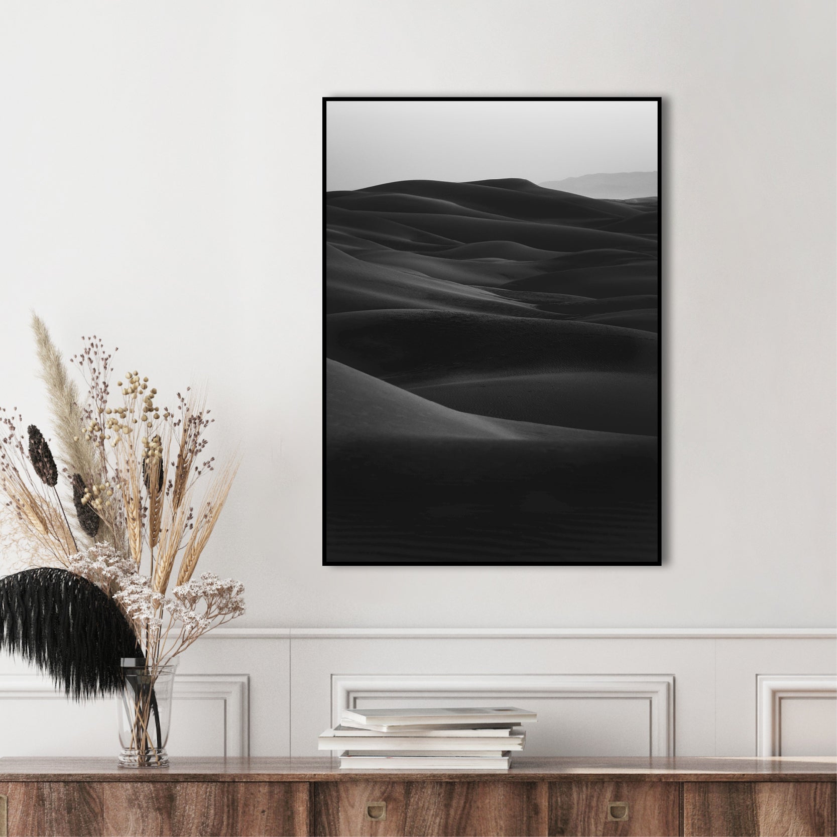 Black dunes | INDRAMMET BILLEDE Indrammet billede MF 30x40 Sort