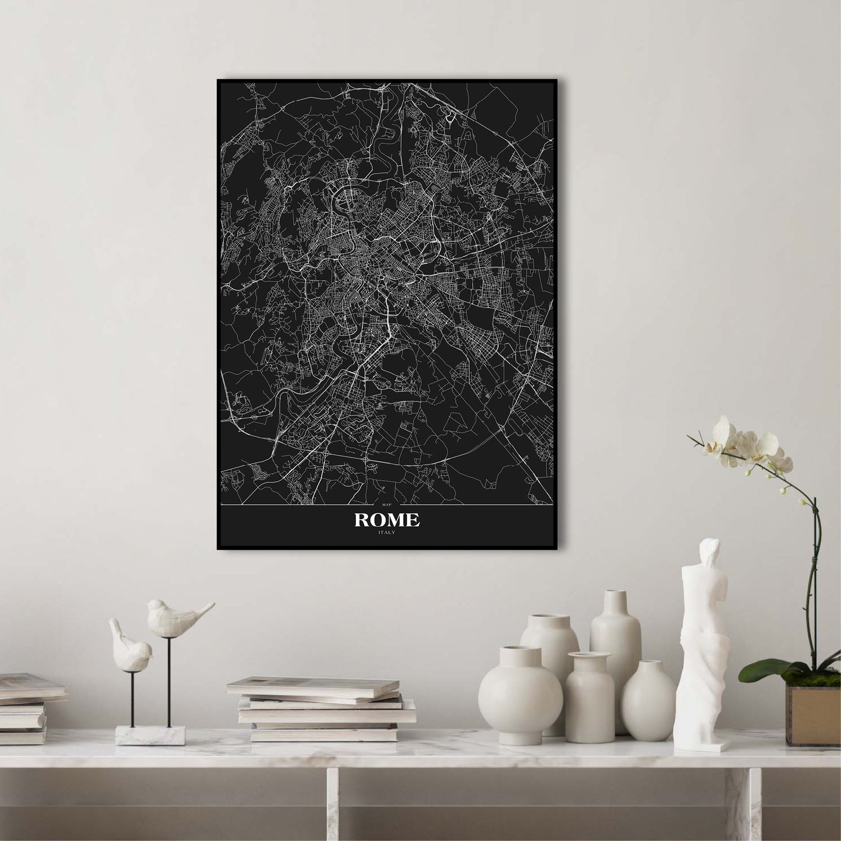 Rome black | INDRAMMET BILLEDE Indrammet billede MF 30x40 Sort
