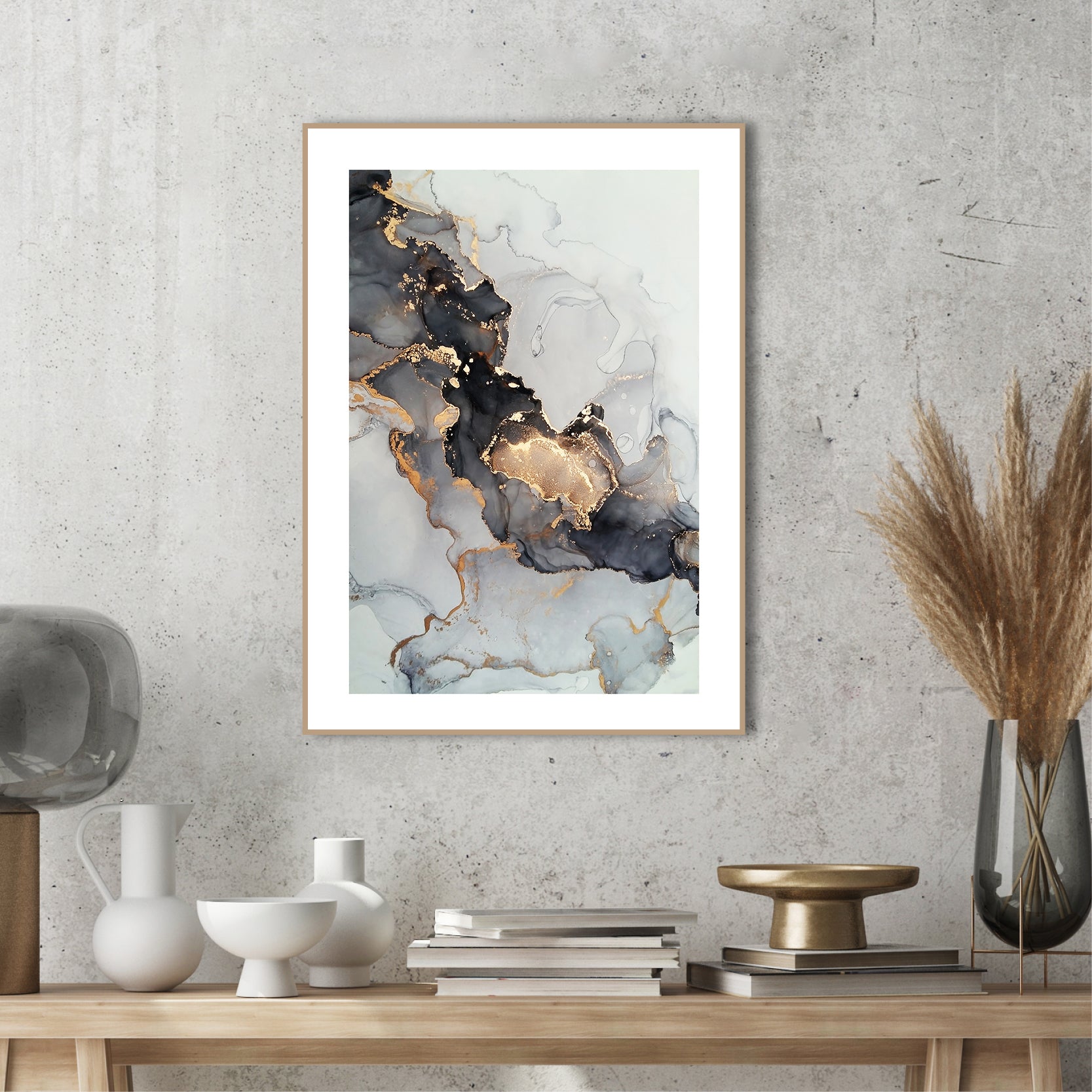 Elements 1 | INDRAMMET BILLEDE Indrammet billede MF 30x40 Sort