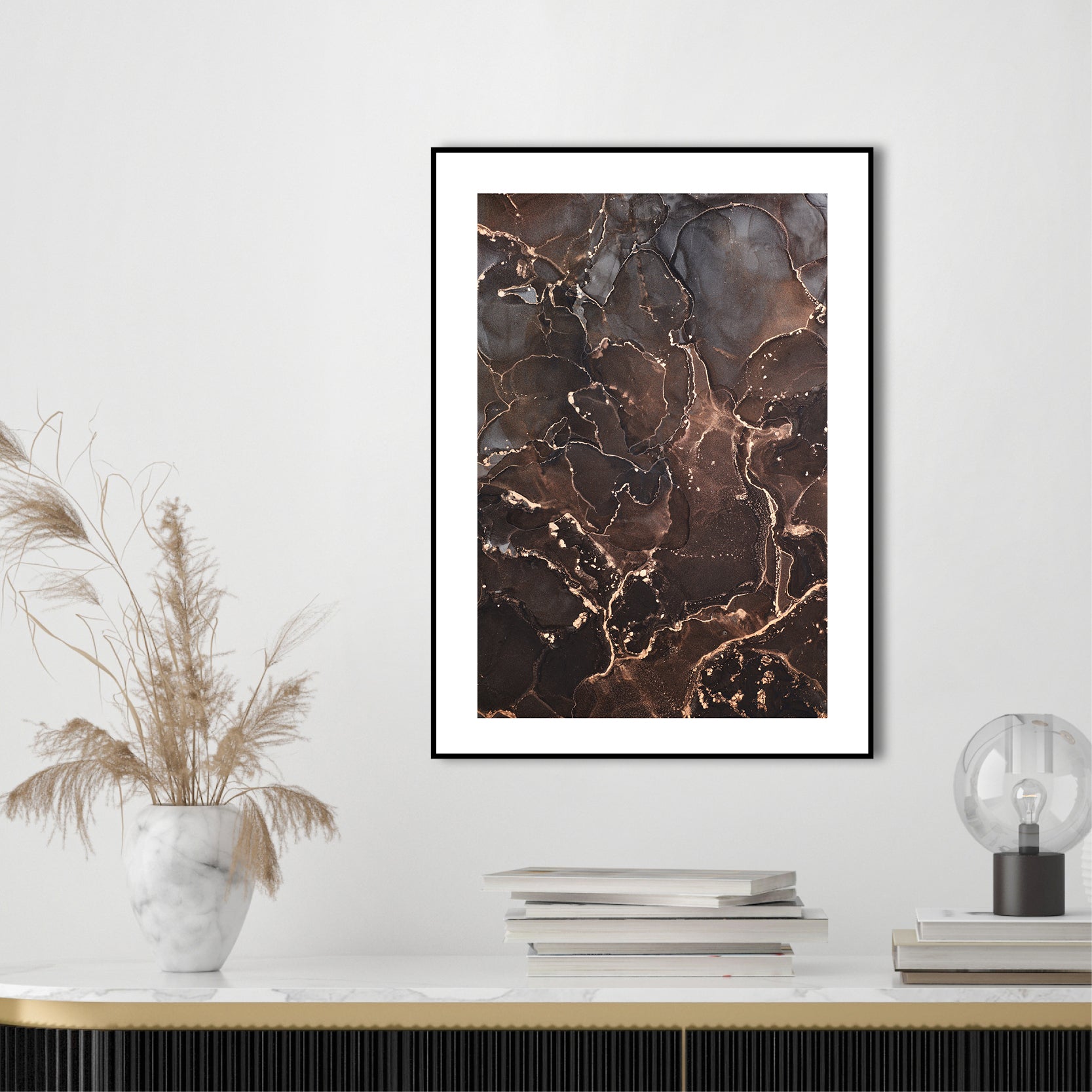 Elements 3 | INDRAMMET BILLEDE Indrammet billede MF 30x40 Sort