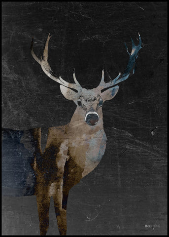 Deerly dark | INDRAMMET BILLEDE Indrammet billede MF 30x40 Sort