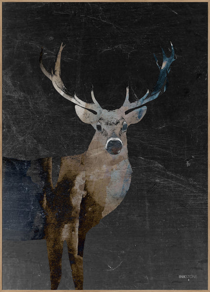 Deerly dark | INDRAMMET BILLEDE Indrammet billede MF 30x40 Egeramme