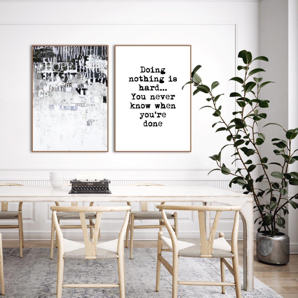 Doing Nothing | INDRAMMET BILLEDE Indrammet billede MF 30x40 Sort