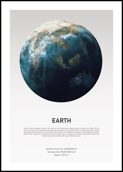 Earth Light | INDRAMMET BILLEDE Indrammet billede MF 30x40 Sort