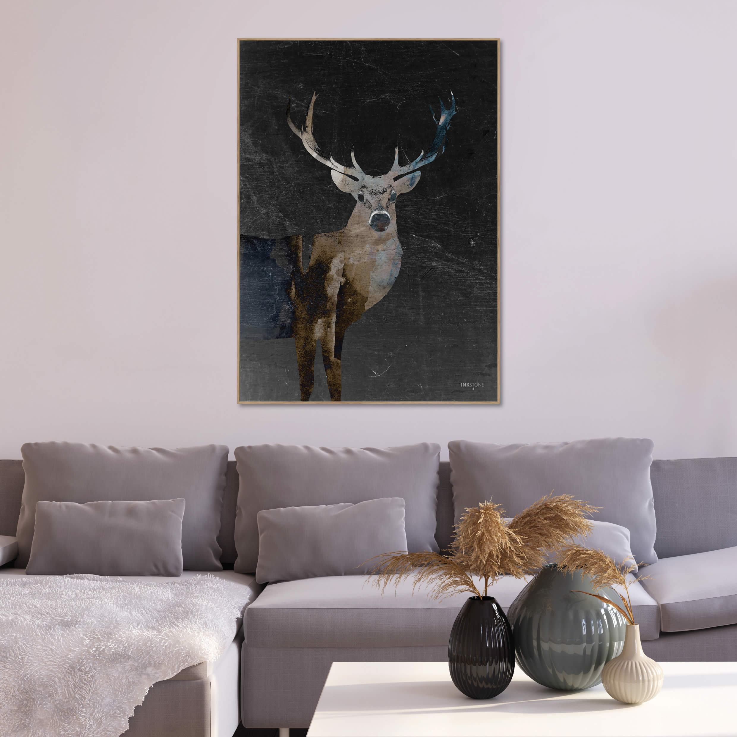 Deerly dark | INDRAMMET BILLEDE Indrammet billede MF 30x40 Sort