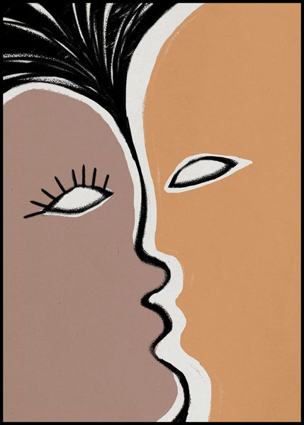 Face to face 2 | INDRAMMET BILLEDE Indrammet billede MF 30x40 Sort