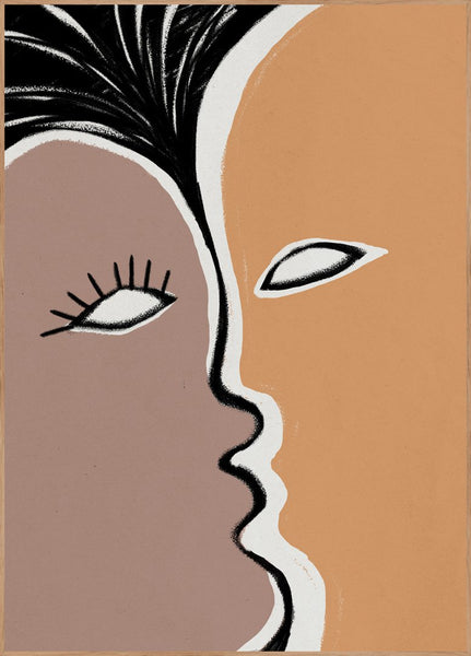 Face to face 2 | INDRAMMET BILLEDE Indrammet billede MF 30x40 Egeramme