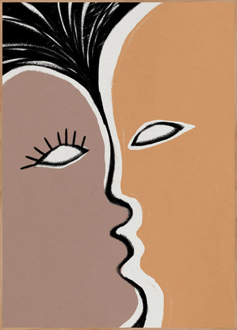 Face to face 2 | INDRAMMET BILLEDE Indrammet billede MF 30x40 Egeramme