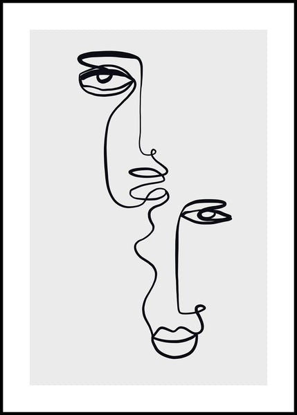 Faces 2 | INDRAMMET BILLEDE Indrammet billede MF 30x40 Sort